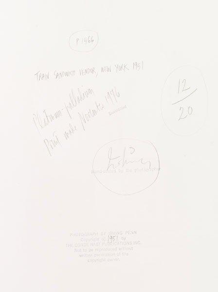 Irving Penn, "Train Sandwich Vendor, New York", 1951.