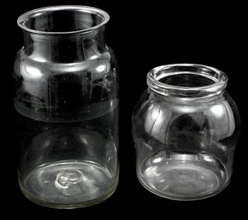 BURKAR/VASER samt FAT, 2 st, glas, 1900-talets början.