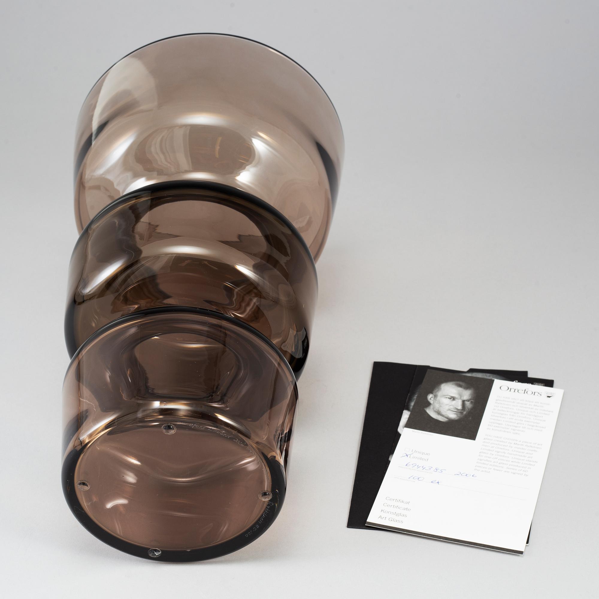 MARTTI RYTKÖNEN, an 'Atlas 2' glass vase for Orrefors Limited, Sweden, 2006, signed and numbered 85-100.