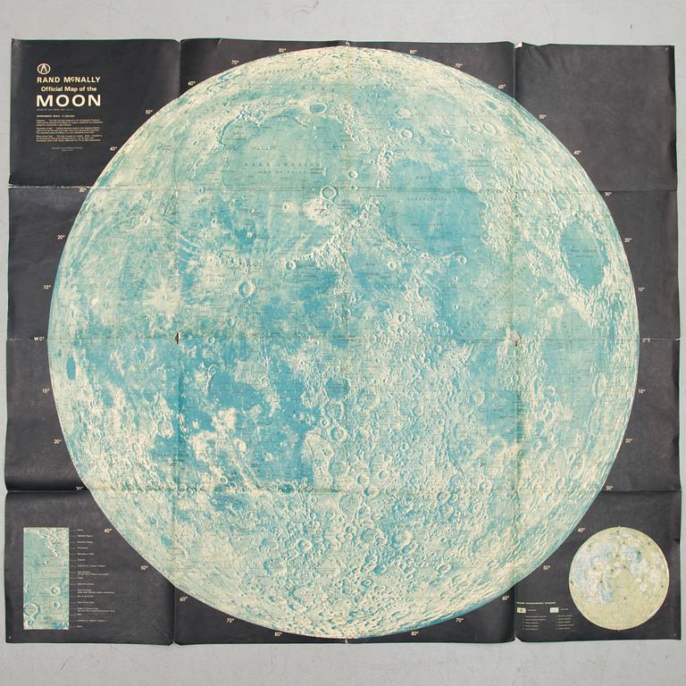 PLASTBYGGSATS "Jupiter C", Revell 1958/2006 SAMT KARTA, "Official Map of the Moon" av Rand McNally, 1960/70-tal.