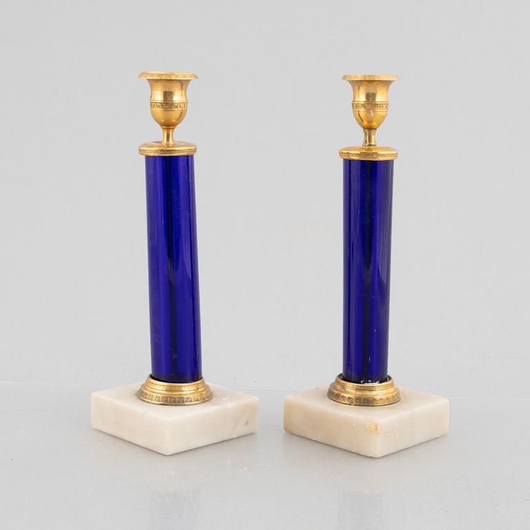 Ljusstakar, ett par, sengustaviansk stil med äldre delar.