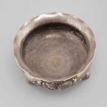 A SILVER BOWL FROM C G HALLBERG, 1938.