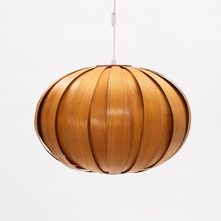 A teak and pine ceiling light, second half of the 20th century.