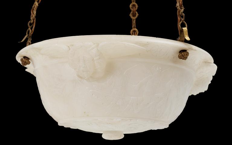 TAKAMPEL, alabaster. Empirestil, 1800-tal. H 105.