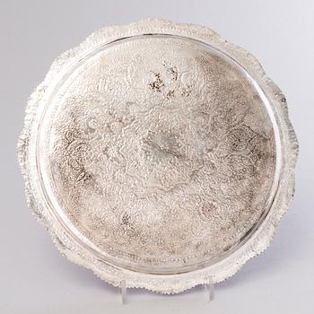 A Persian silver tray, 20th Century.