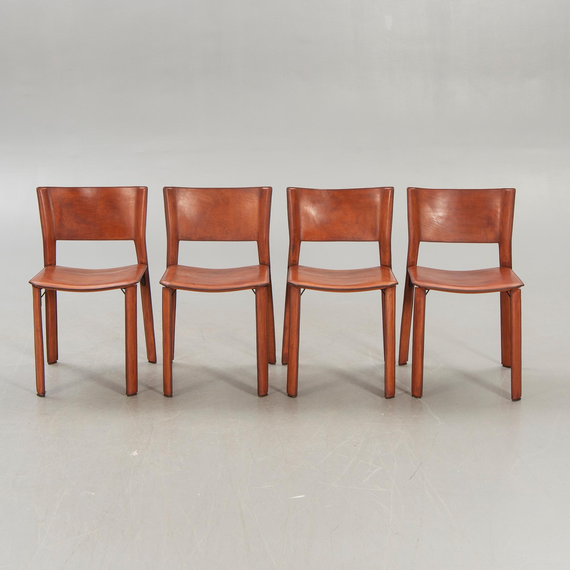 A set of four S-91 chrome and leather chairs from Fasem later part of the 20th century.