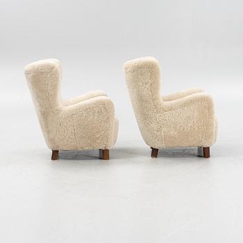 A pair of armchairs, Danish master carpenter, Denmark, 1930's/40's.