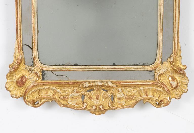 A giltwood rococo mirror, Stockholm, later part 18th century.