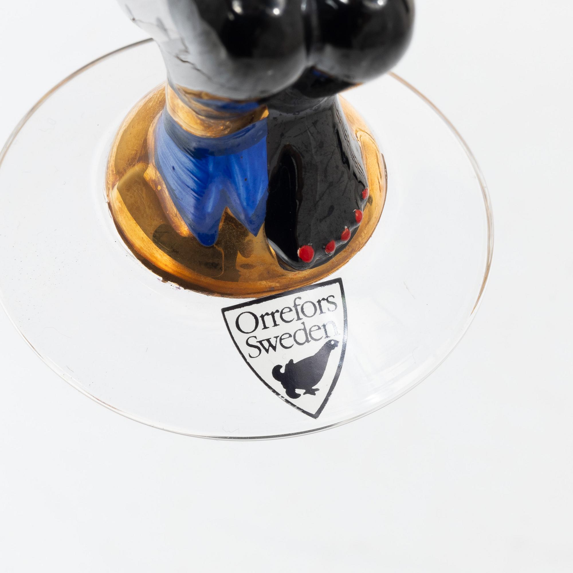 Gunnar Cyrén, Shot glasses/Devil glasses, 7 pcs, from the Nobel service, Orrefors.