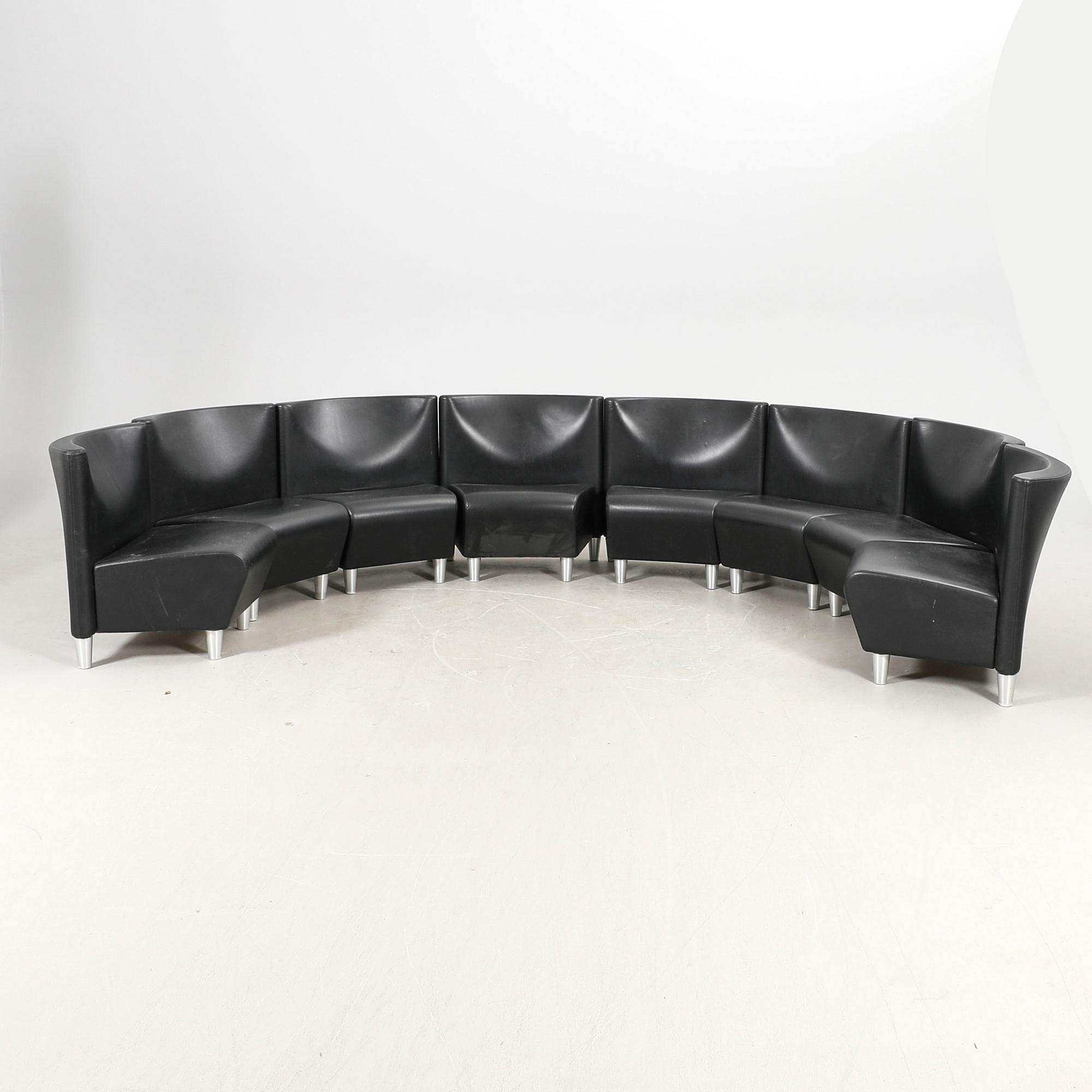 A set of eight leather easychairs by Erik Jørgensen Møbelfabrik, Svendborg, Denmark.