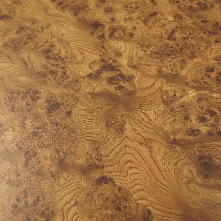 A Josef Frank walnut and burled wood sofa table, model 2139, post 1985.