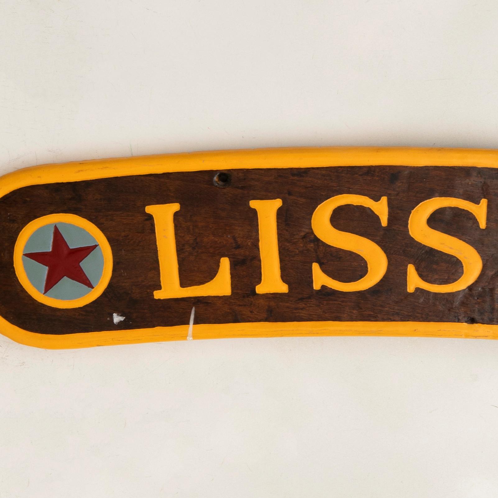 Namnskylt för båt "Lisshovdi" 1900-tal.