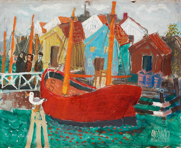 Olle Olsson-Hagalund, Scenery from Gullholmen harbour.
