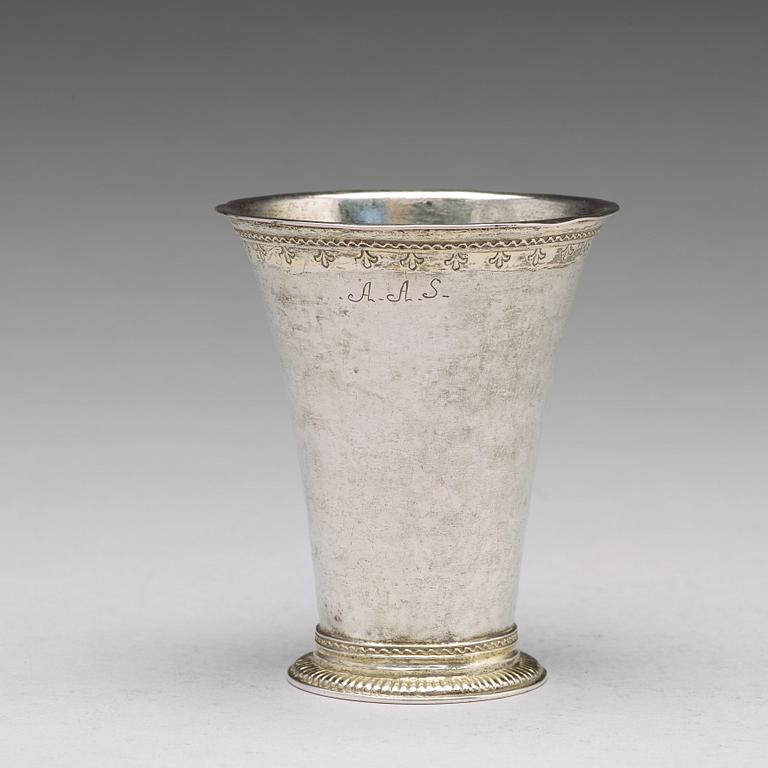 A Swedish 18th century parcel-gilt silver beaker, mark of Henrik Wittkopf, Stockholm 1752.