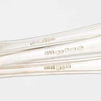 A silver flatwear set, 65 + 19 pieces, two similar models, including Garmany and Swedish import marks.