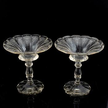 A pair of footed glass bowls, 19th century.