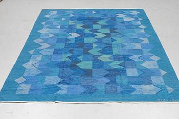 Brita Grahn, a carpet, "Blåvinge", flat weave, ca 282 x 202,5 cm, signed Brita Grahn.