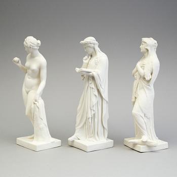 FIGURER, tre st, parian, Eneret, Gustafsberg,