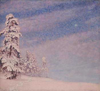 664. Gustaf Fjaestad, Tracks in the deep snow.