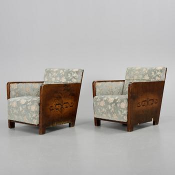 FÅTÖLJER, ett par, art déco, 1920/30-tal.