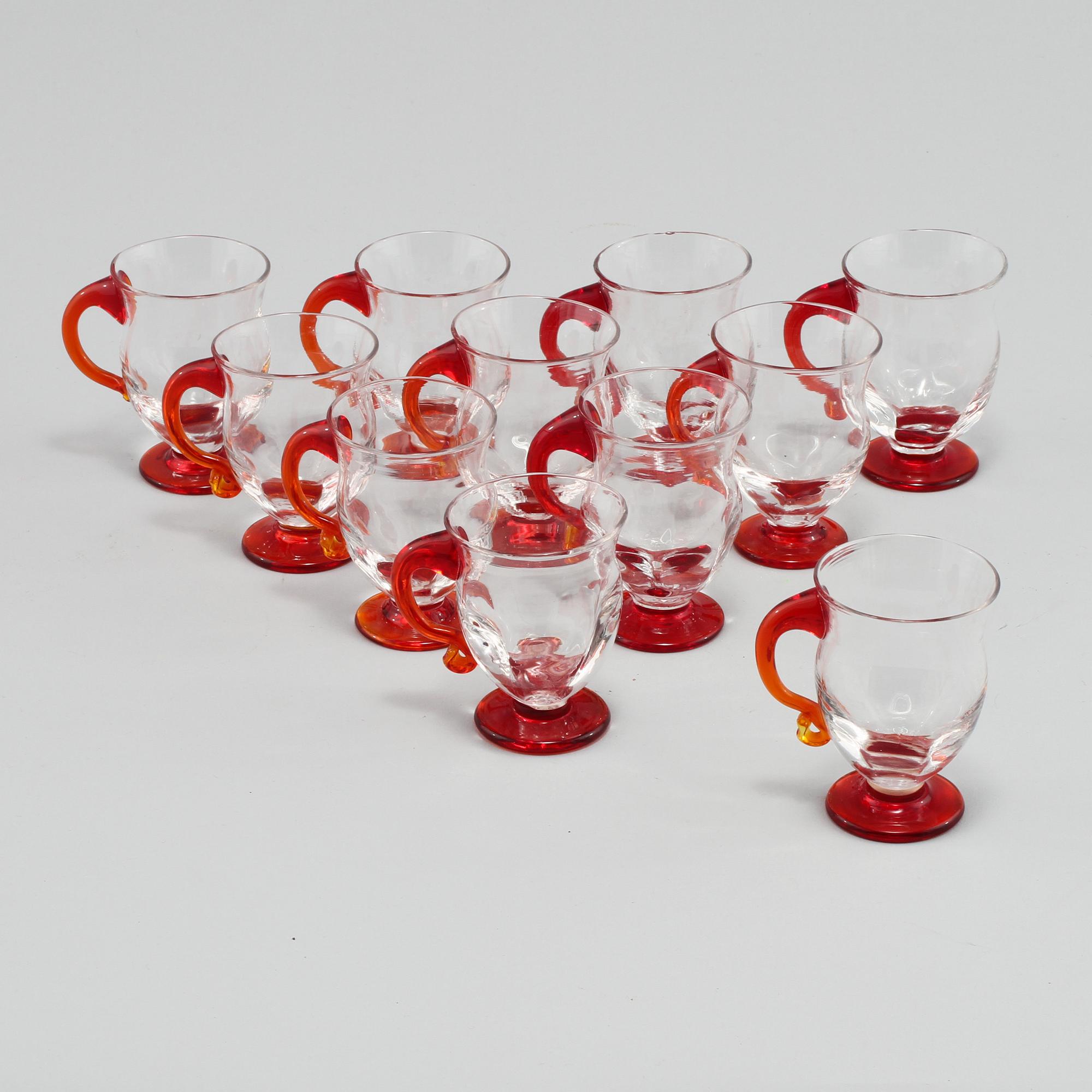 GLÖGGMUGGAR, 11 st, glas, 1920-tal.