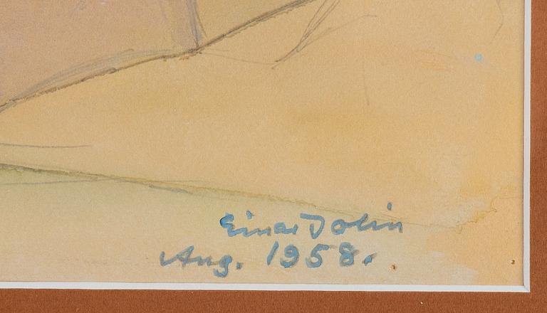 Einar Jolin, watercolour, signed and dated 1958.