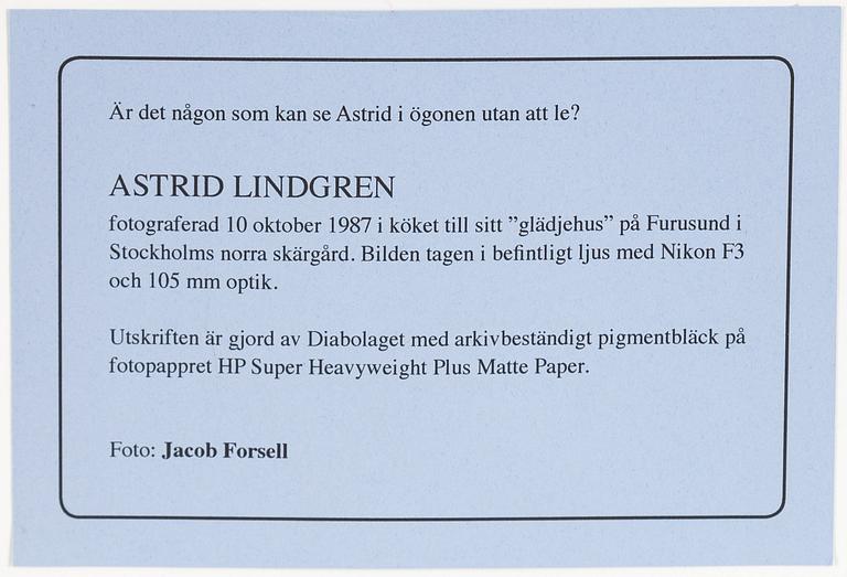 Jacob Forsell, "Astrid Lindgren", 1987.