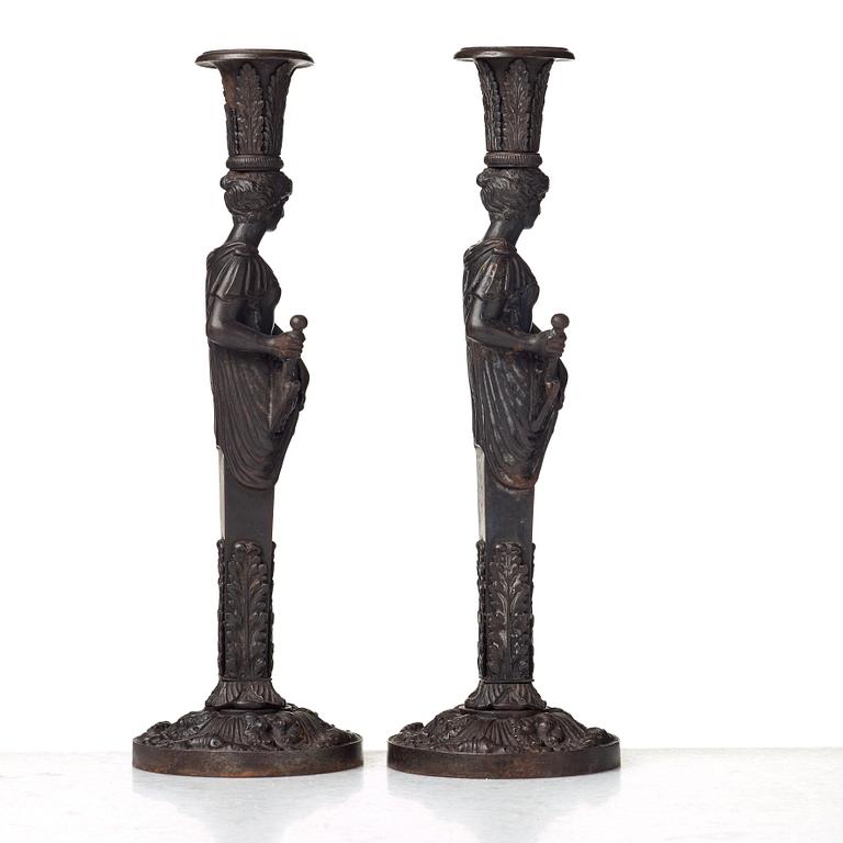 A pair of German Empire candlesticks, Berlin 1810-20.