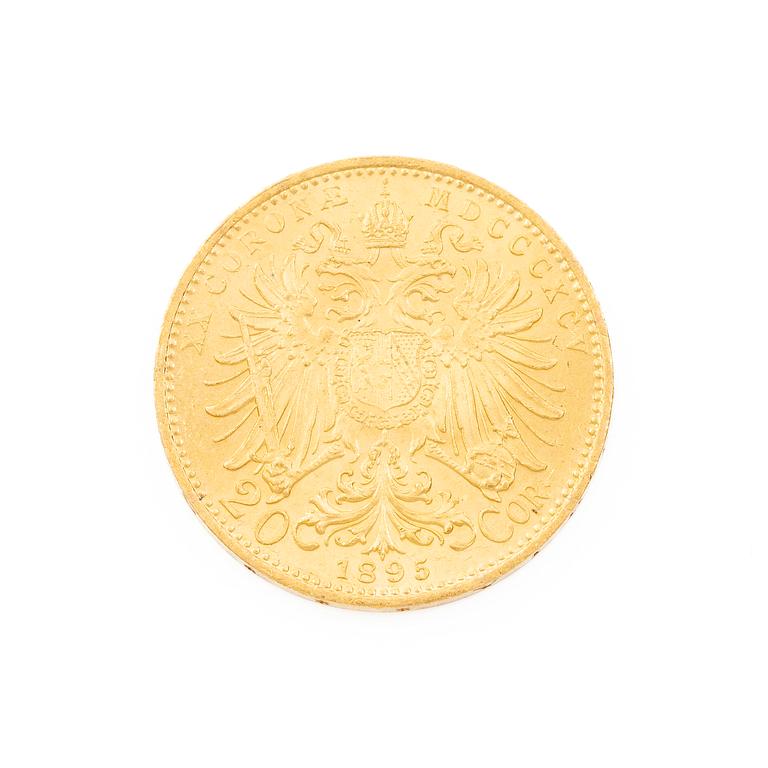 Gold coin, Austria-Hungary, 20 Corona, 1895.