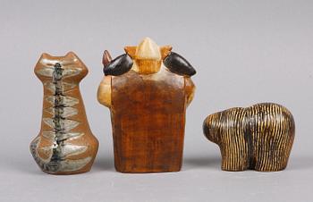 FIGURINER, 3 st, stengods, Lisa Larson, Gustavsberg.