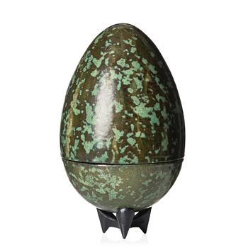 181. Hans Hedberg, a faience sculpture of an egg, Biot, France.