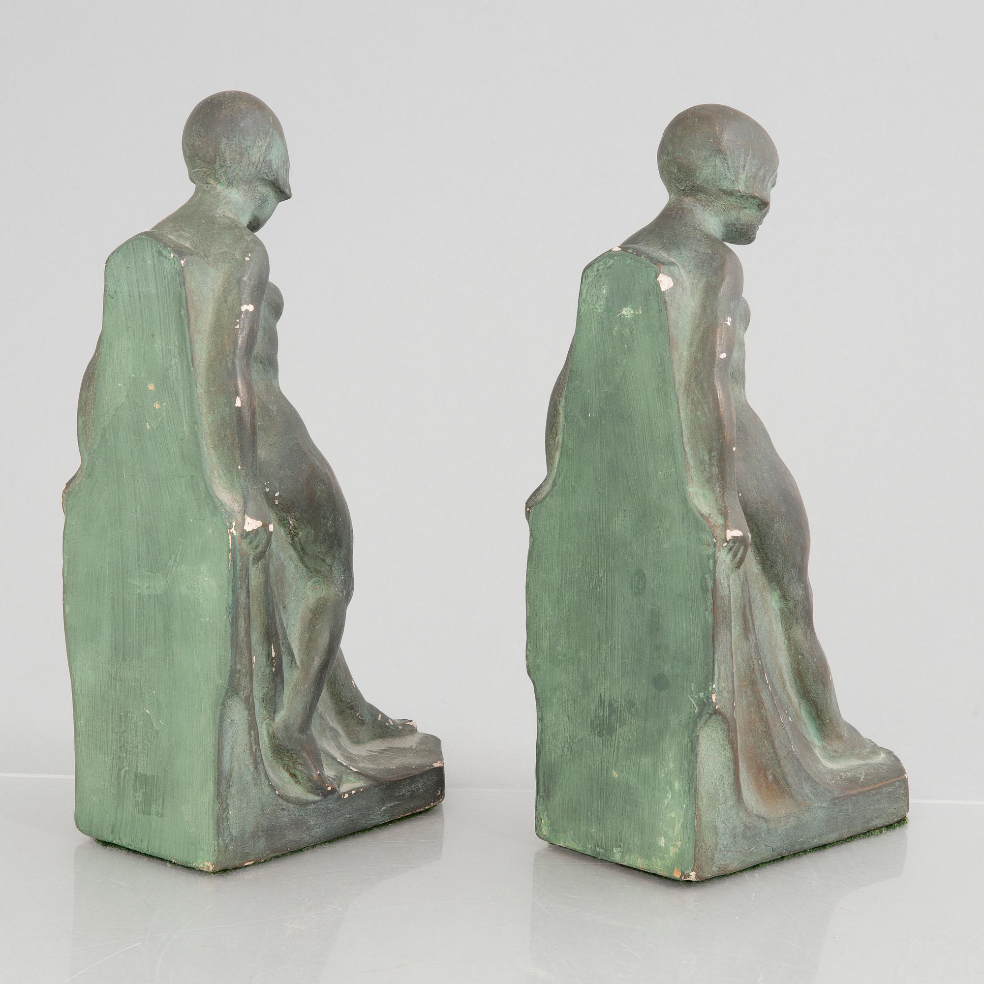 Erik Elenius, a pair of Swedish Grace bookends, 1920's.