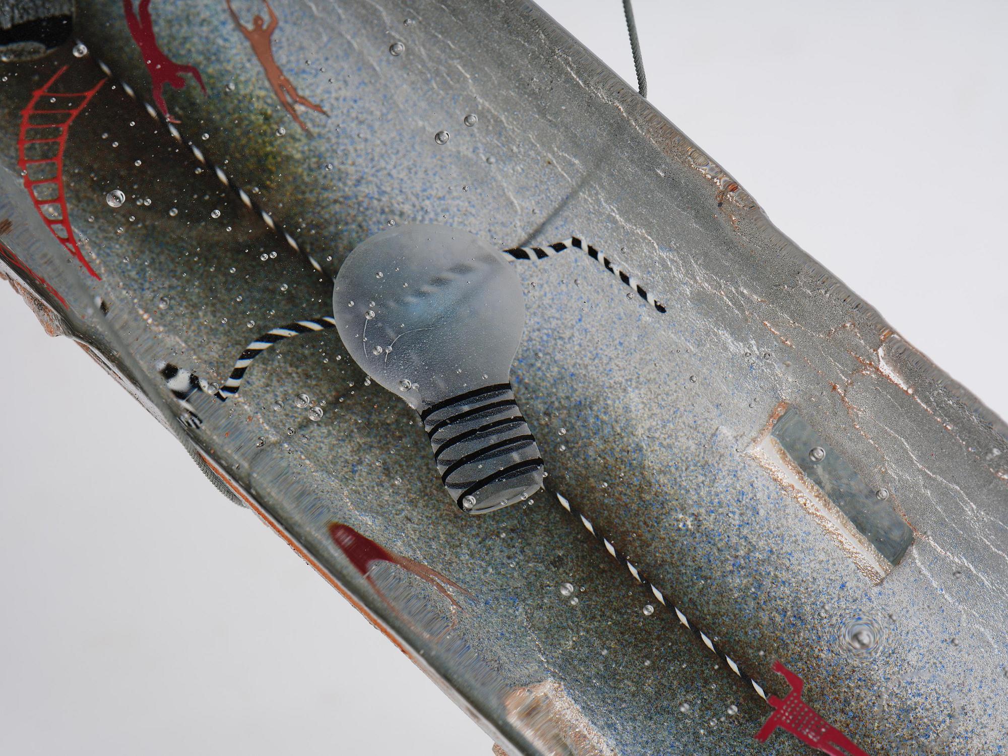 Bertil Vallien, a monumental sand cast glass sculpture of a boat, Kosta Boda, Sweden, 21st century.