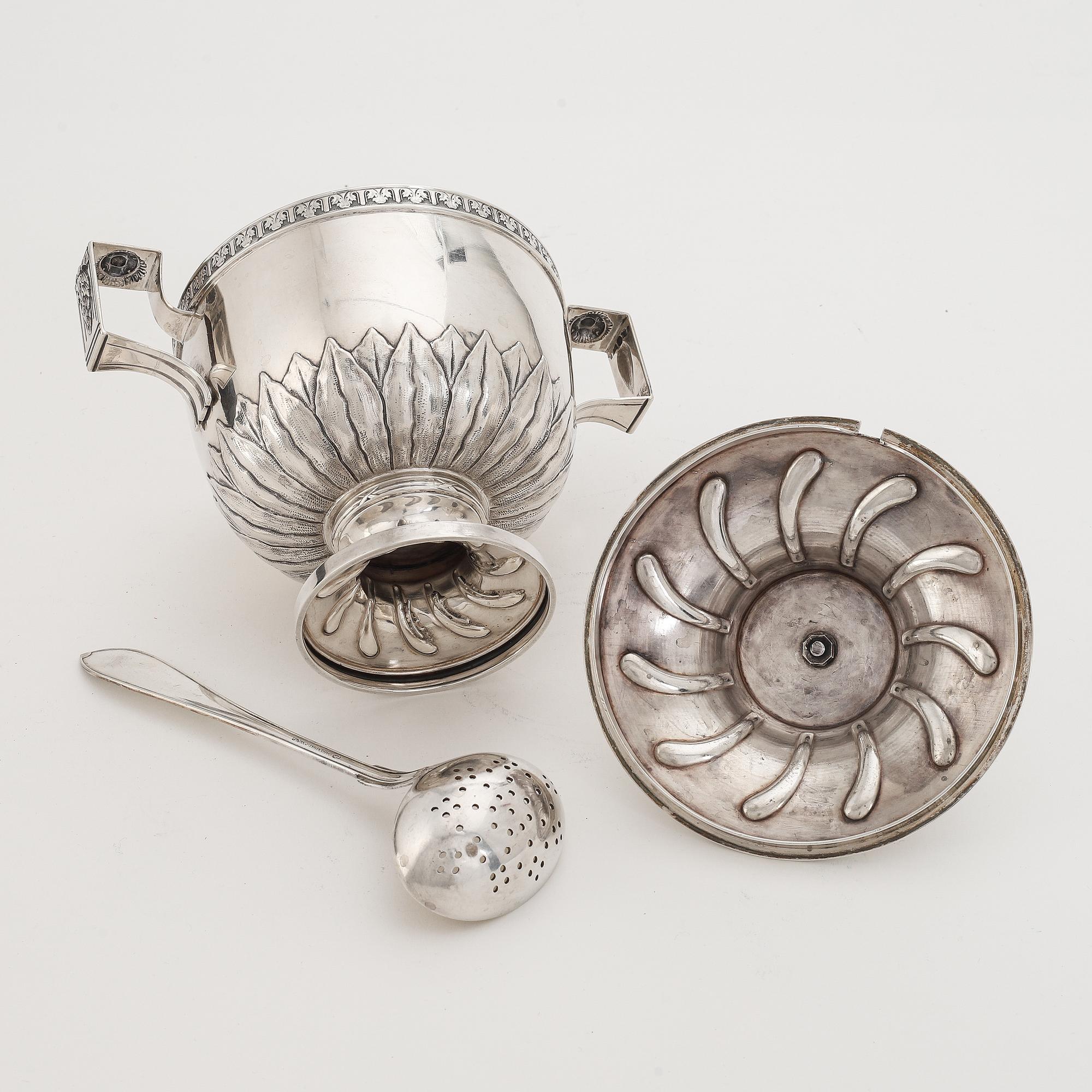 A silver sugarbowl by Samuel Pettersson.