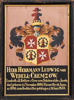 Coat of Arms,  Hermann Ludwig von Wedel 1858.