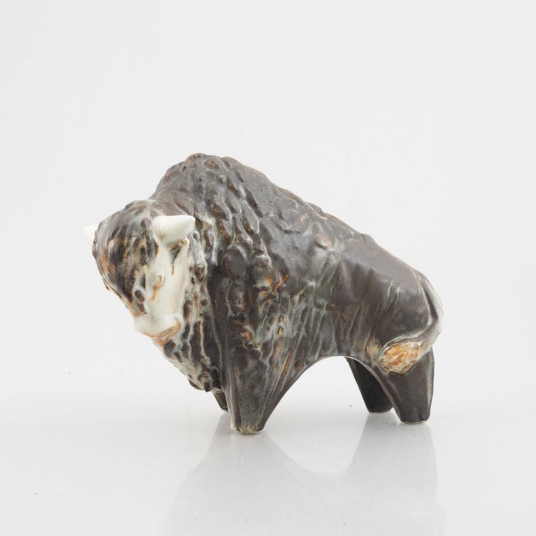 Taisto Kaasinen, a "Bison" stoneware figurine, Arabia, Finland, 1962-80.