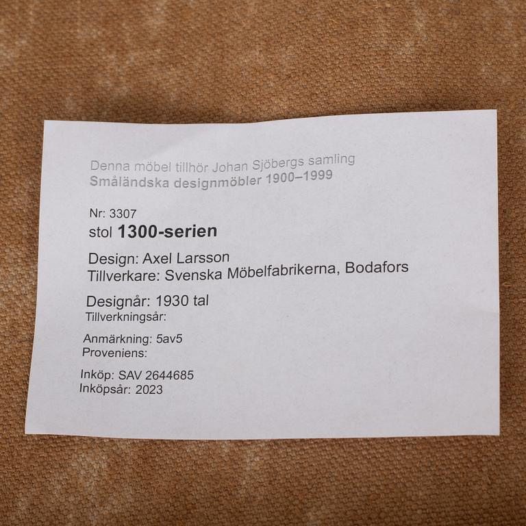 Axel Larsson, four chairs, 'Serie 1300', SMF, Bodafors, 1930s.