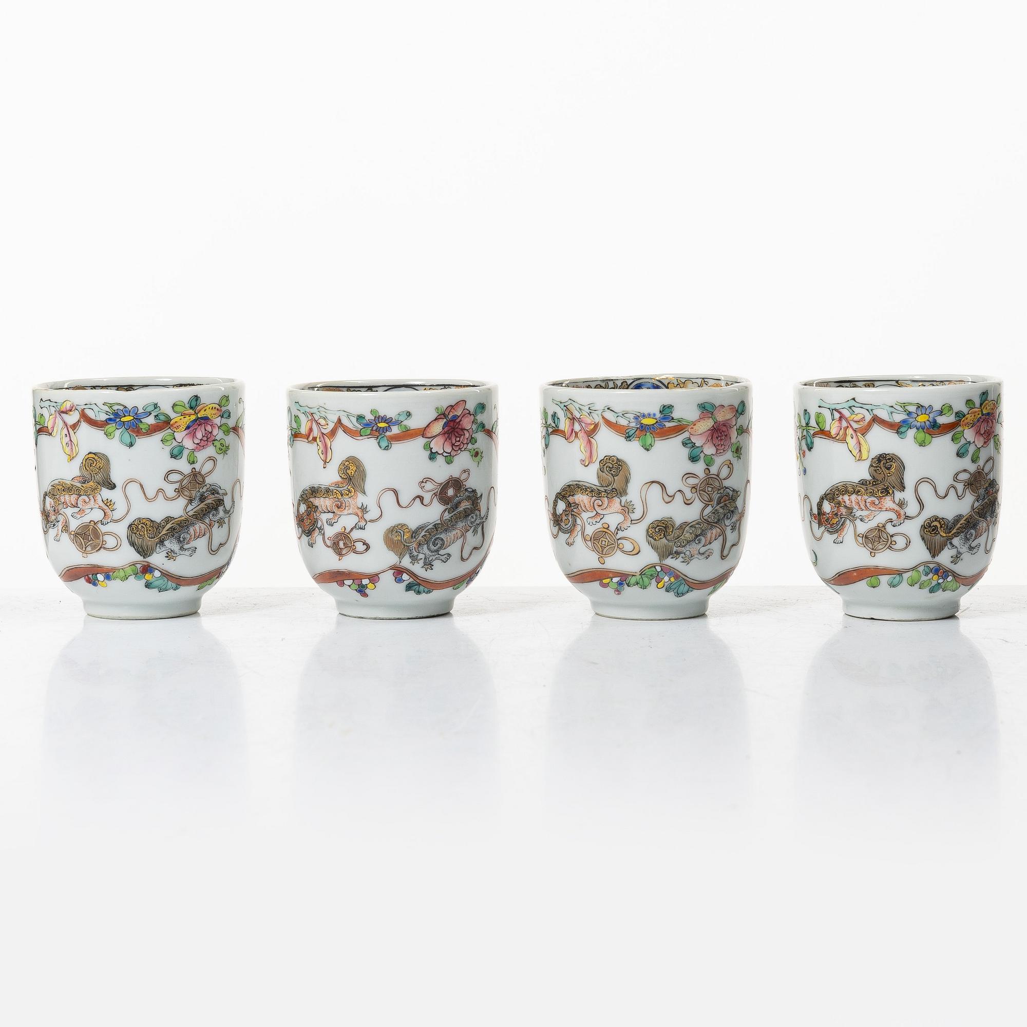 A group lot of 11 Chinese cups, Qing dynasty, Qianlong (1736-95).