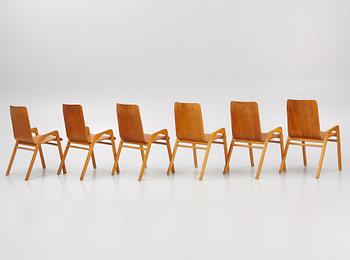 A set of six chairs, Svängsta Stilmöbler, mid 20th Century.