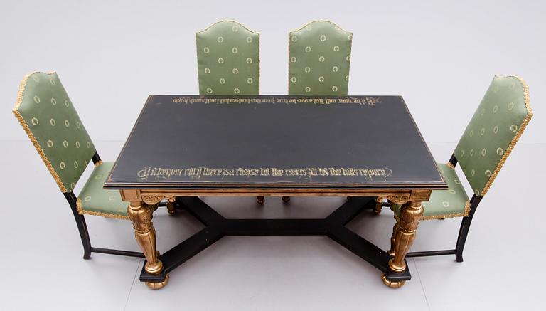 MATSALSMÖBEL, 5 delar, barockstil, 1900-talets första hälft.