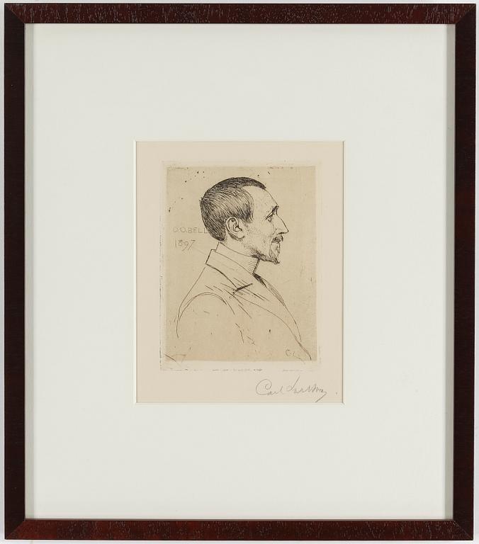 CARL LARSSON, etching, signed Carl Larsson in pencil. Executed 1897. State 1. Rare. "Mr D.O. Bell".