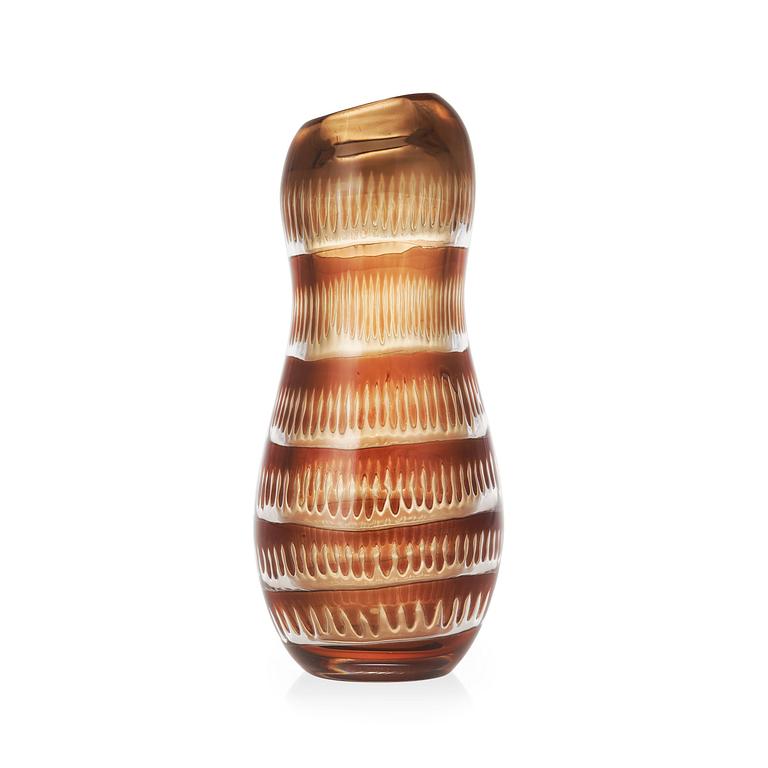 An Edvin Öhrström ariel glass vase, Orrefors 1955.