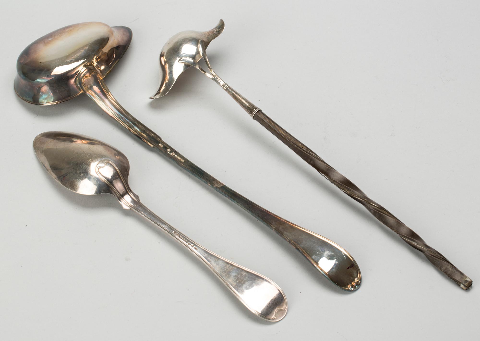 SERVERINGSBESTICK, 3 delar, silver, 1800-tal.