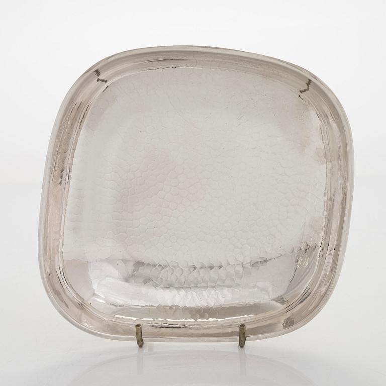 Starkvinglas, 4 st, samt serveringskål, silver, Kultakeskus Tavastehus 1947 och Auran Kultaseppä Oy 1975, Åbo.