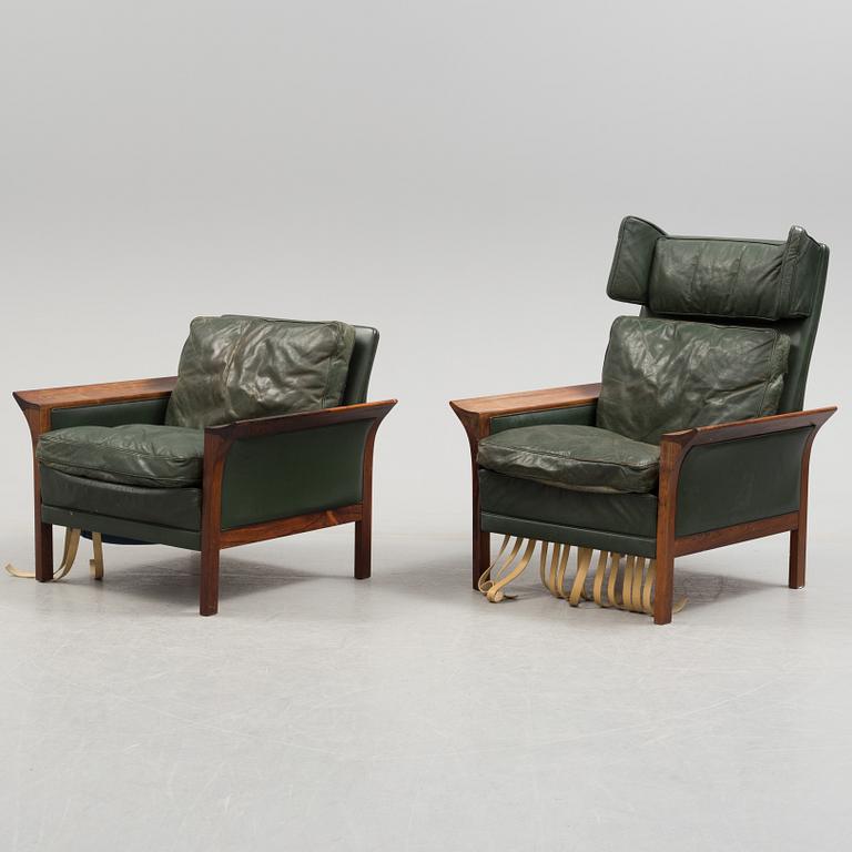 A 1960's Danish sofa, with 2 easy chairs and 2 tables by Glostrup.