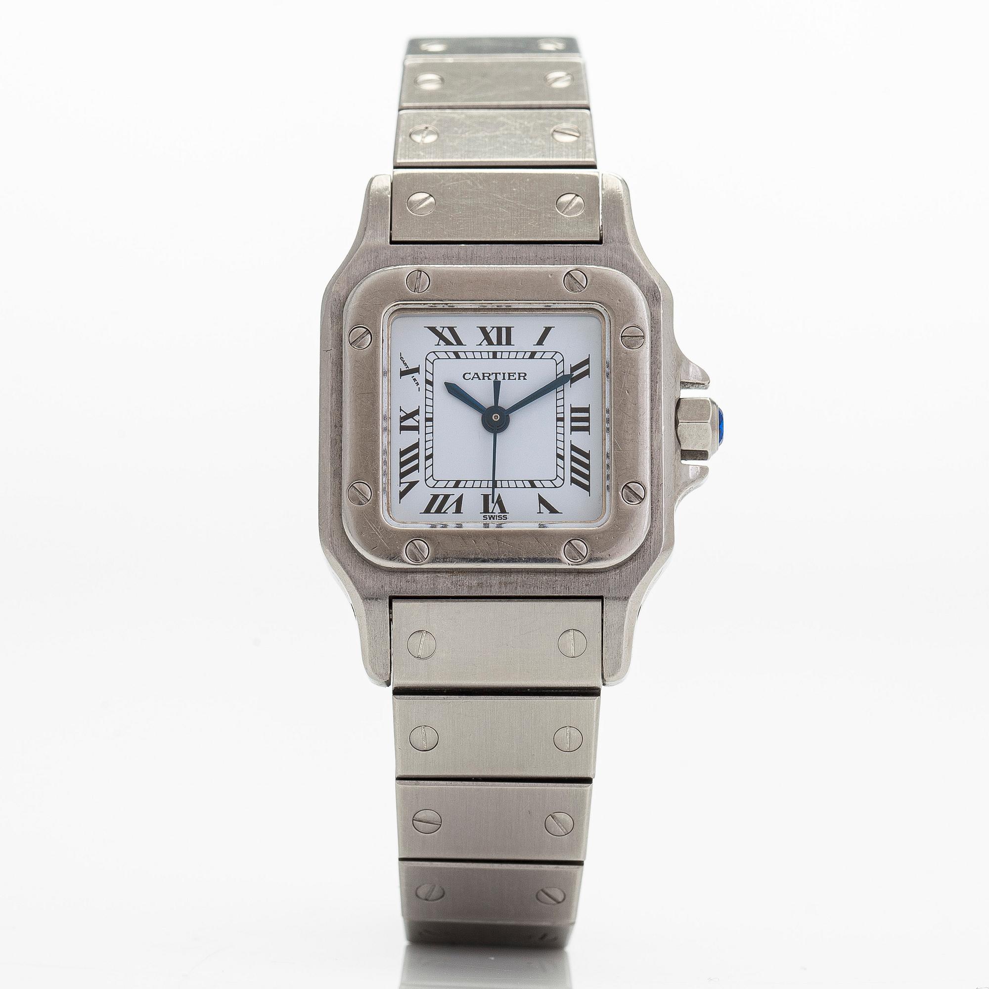 Cartier Santos wristwatch 23.5 x 23.5 34.5 mm. Bukowskis