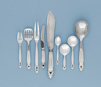 915. A SET OF 32 pcs of  JOHAN ROHDE Acorn, flatware by Georg Jensen, Denmark.