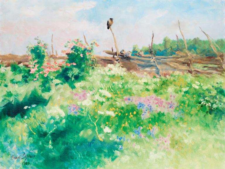 Bruno Liljefors, Birds in a meadow.