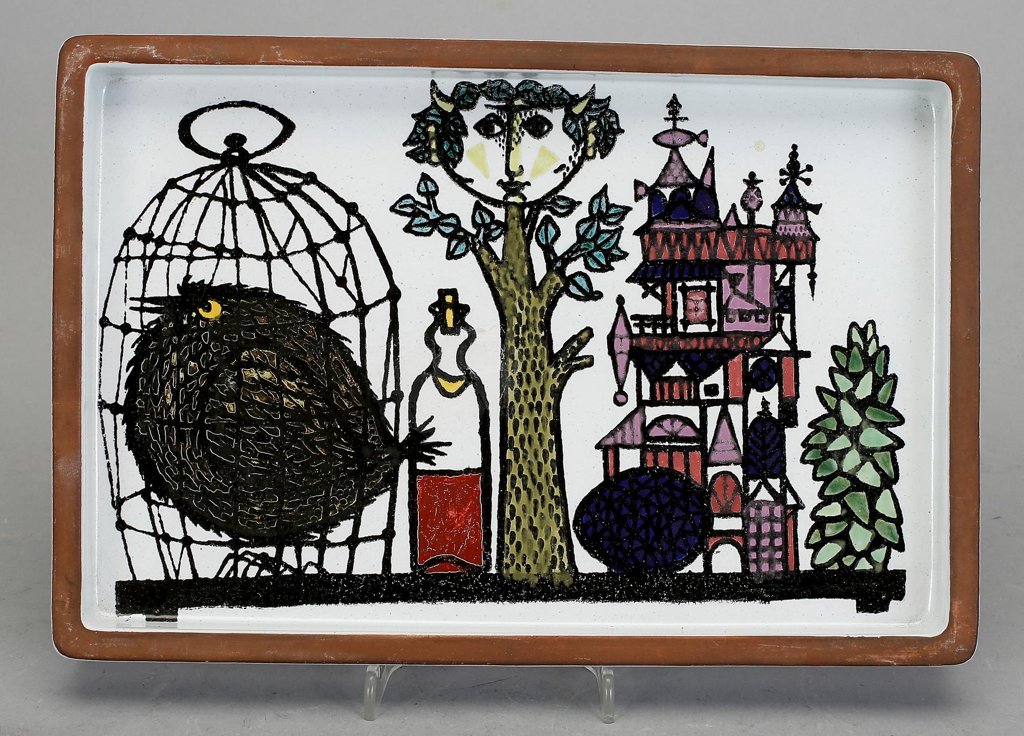 FAT, 2 stycken, Stig Lindberg, Gustavsberg studio, "Karneval", fajans. I produktion 1958-1962.