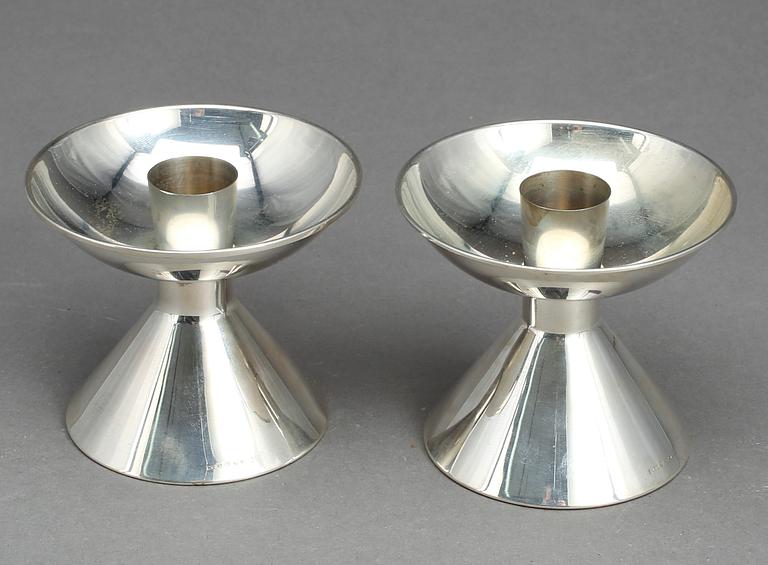 LJUSSTAKAR, ett par, silver, MGAB, Uppsala, 1968.